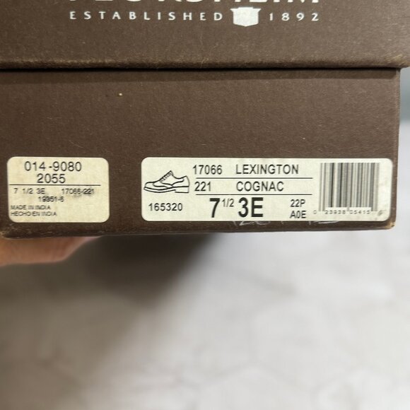 Florsheim Lexington Wingtip Oxford Cognac Leather Shoes Size 7.5, 3E Style 17066 - Picture 10 of 11